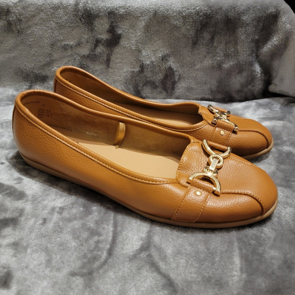 Aerosoles Big Ben Flats Womens 9.5 Tan Excellent Horsebit Loafer Ballet Shoes